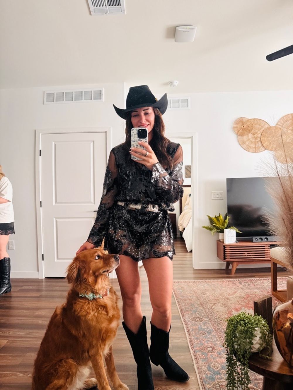 12th Tribe Black Sequin Mini Dress